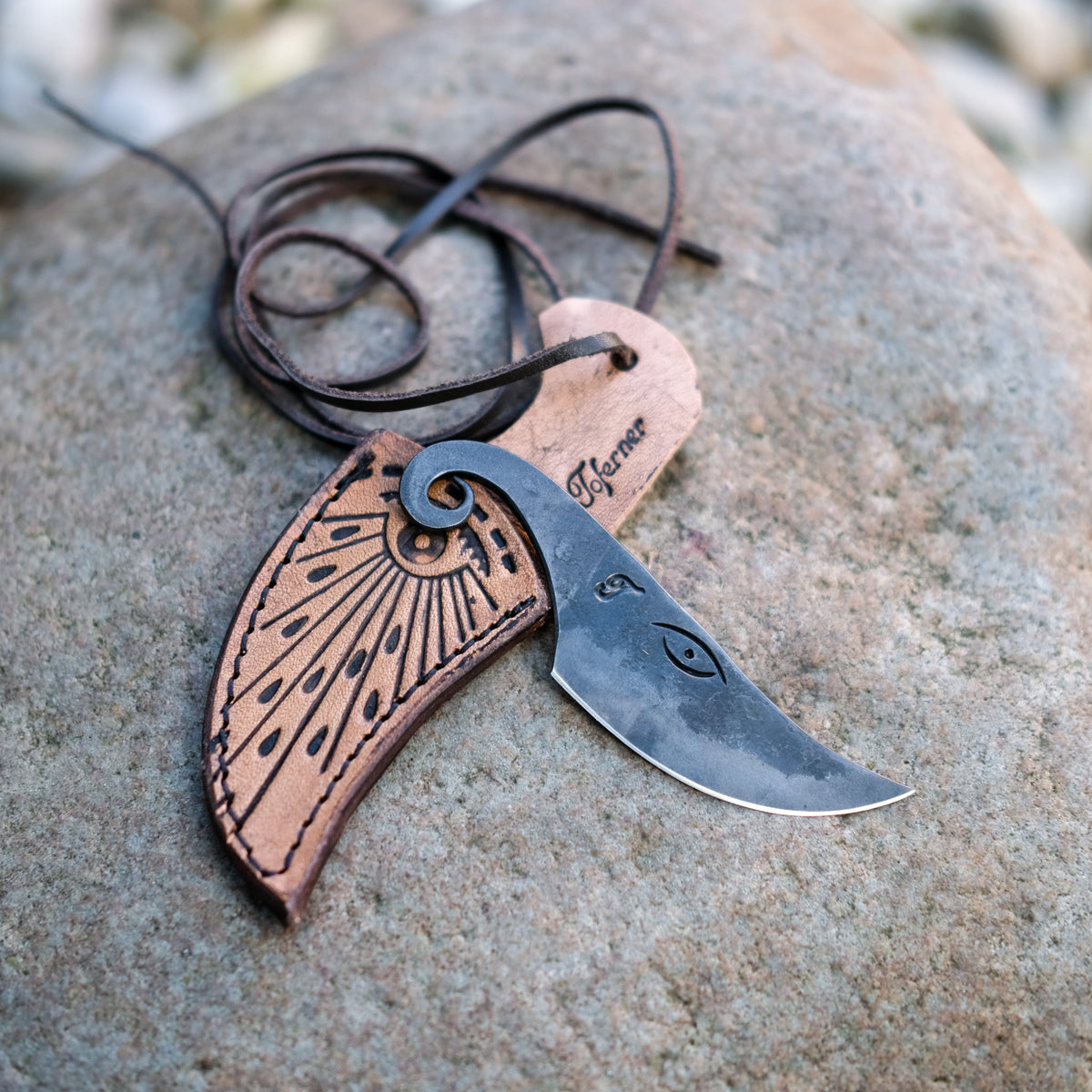 Toferner Medieval Celtic Knife (brown) - Hand forged Knives